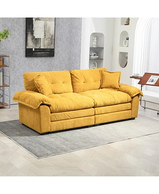 Streamdale Furniture 84" Chenille Recliner Sofa Small Sofa Loveseat Deep Seat Sofa Couch with 2 Throw Pillows & Memory Foam for Living Room Apartment