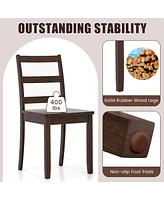 Gymax Set of Dining Chairs Ladder Back Armless Side Chair w/ Solid Rubber Wood Legs