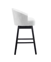 33.25" Swivel Counter Stools Set of 2, Upholstered Counter Height Bar Stools with Solid Rubber Wood Frame, Backrest, Footrest, Armless Barstools