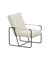 Streamdale Furniture Modern Metal Framed Armchair with Beige Technical Leather, Stylish & Comfortable Indoor Lounge Accent Chair for Living Room, Offi