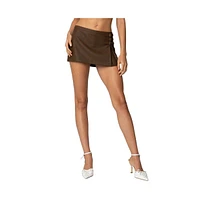 Edikted Women's Triple Belt Faux Leather Mini Skort