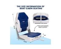 gaomon 2 Pack Folding Boat Seats, High Back Fishing Boat Seat, Comfortable Boat Chairs with Thick Sponge Padding and Hinge for Sightseeing Boat