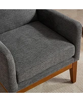 26.18" Wide Modern Accent Chair,Polyester Blend High Back Reading Chair, Upholstered Armchair Club Chair,Single Sofa with Wood Legs for Living Ro