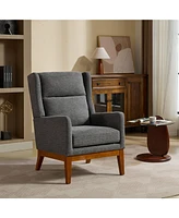 Streamdale Furniture 26.18" Wide Modern Accent Chair,Polyester Blend High Back Reading Chair, Upholstered Armchair Club Chair,Single Sofa with Wood Le