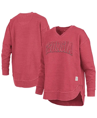 Pressbox Women's Red Georgia Bulldogs Westin Poncho V-Neck Pullover Sweatshirt