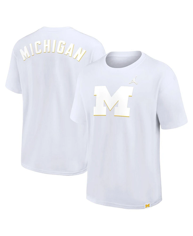 Jordan Men's White Michigan Wolverines 2-Hit Statement Max90 T-Shirt