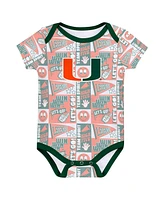 Outerstuff Newborn Green Miami Hurricanes Sunday Comics 3-Pack Bodysuit Set