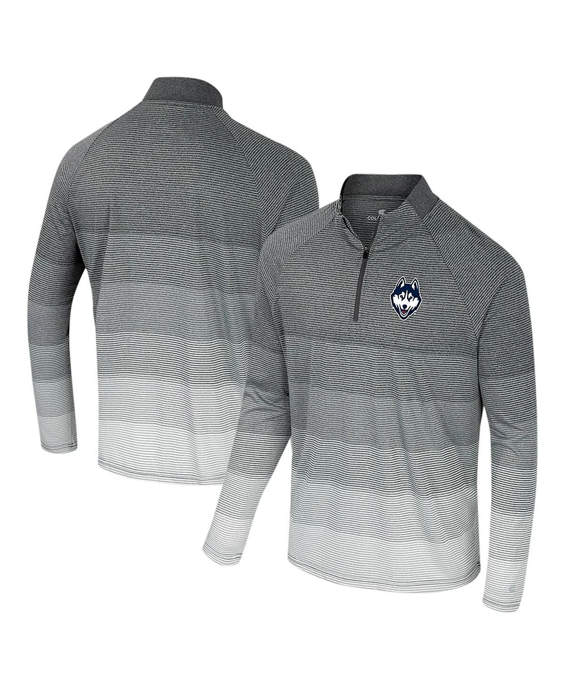 Colosseum Men's Gray UConn Huskies Ai Striped Mesh Quarter-Zip Raglan Windshirt