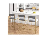gaomon Bar Stools Set of 2, Kitchen Bar Stools with Footrest, 25.5 Inches Upholstered Bar Chairs with Back, 2 Counter Height Barstools for Counter Bar