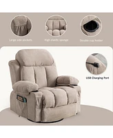 Boyel Living Swinging Velvet Recliner Massage Heated Sofa with Usb and Cup Holder