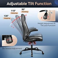 Galaxhero Computer Office Chair, High Back Ergonomic Desk Chair with Adjustable Flip-up Armrests, Lumbar Support and Thick Headrest, Executive Suede F