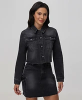 Frye Women's Cropped Cut-Off Button-Front Denim Jacket