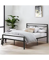 Slickblue Full-Size Platform Bed with Headboard Stylish and Sturdy Design for Comfortable Sleeping