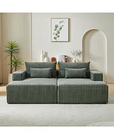 87" Oversized Sectional Lounge Chaise, No Assembly Required,Cloud Plush Loveseat with Reclining Sofa Bed,Fluffy Modern Sleeper Chair for Indoor L