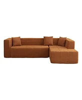 105.5" Modular L-Shaped Sectional Floor Couch, Deep Seat Tufted Comfy Sofa set with Chaise for Living Room