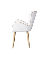 Streamdale Furniture Qwin Side Chair (Set-2), Beige Boucle & Oak Finish