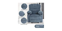 Streamdale Furniture Recliner Chair Massage Heating sofa with Usb and side pocket 2 Cup Holders (Blue)