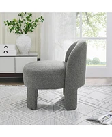 Hoop gauze lounge chair with sof cushion and backrest, need to be assembled, suitable for living room'bedroomldining room---grey(24.5"28.75"