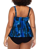 Raisins Curve Trendy Plus Size Straya Printed Underwire Tankini Top Costa Ruched Bikini Bottoms