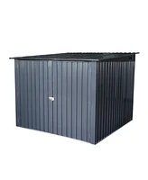 Outdoor Steel Storage Shed For Bicycle with Slope Roof and 4 Bike Tracks, black