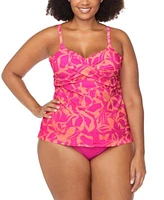 Raisins Curve Trendy Plus Size Aries Underwire Tankini Top Costa Ruched Bikini Bottoms