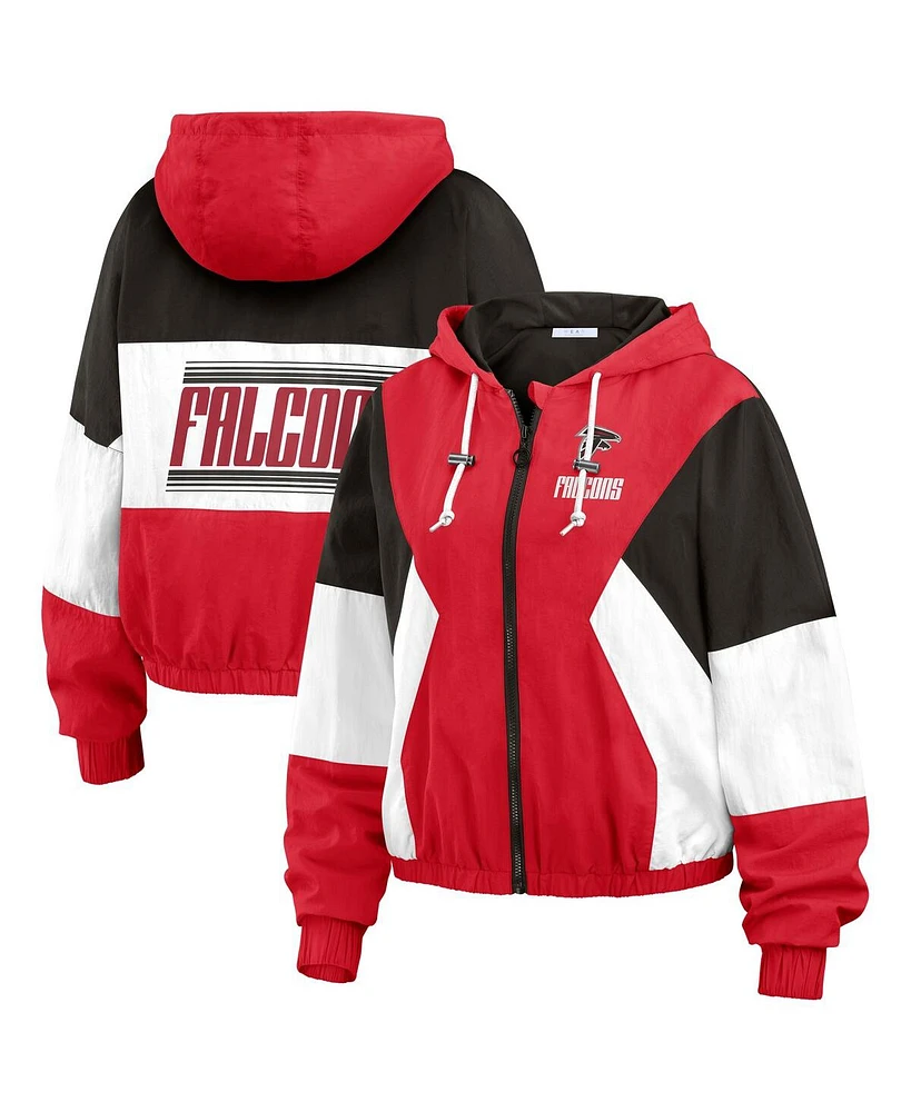 Wear by Erin Andrews Women's Red Atlanta Falcons Color Block Full-zip Windbreaker Jacket