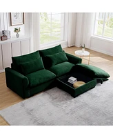 Streamdale Furniture Sectional Sofa Comfy Corduroy Couch for Living Room with Pillows and Round Armrests, Modern Corduroy Sofa Sleeper Deep Couches wi