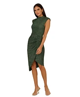 Adrianna by Papell Women's Metallic-Knit Mock-Neck Sheath Dress