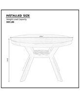 Wooden Dining Table Set, Mid Century Modern Round Rubber Wood Kitchen Table and Cross Back Upholstered Dining Chairs for Dining Room, Kitchen, Saving