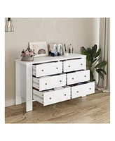 gaomon 6 Drawer Dresser For Bedroom Modern Wood Dresser With Metal Handle Large Storage Cabinet Organizer Units For Clothing Closet Bedroom Living Roo