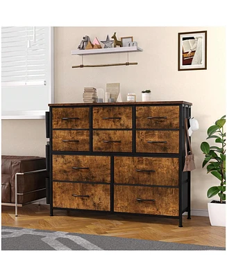 gaomon Dresser For Bedroom, 10 Drawers Fabric Storage Drawer, Dressers & Chest Of With Side Pockets, Hooks, Wood Tabletop Closet, Living R