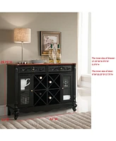 Kings Brand Furniture Guilford Buffet Server Wine Cabinet Console Table (Black