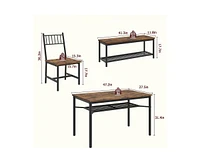 gaomon Dining Table and Chairs Set of 4,Kitchen Table with Storge Bench 47.2" Rectangular Kitchen Table Set with Wine Rack Small Dining Table Set for
