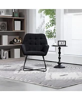 Streamdale Furniture Modern Velvet Desk Chair Swirl Office Chair with adjustable foot nails,Comfy Computer Task Chair Metal Legs Upholstered Accent Ar