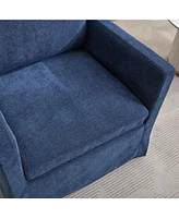 29.92'' Swivel Accent Chair, Upholstered Skirted Swivel Chair with Removable Back Cushion, 360 Degree Comfy Armchair for Living Room, Nursery, Lounge