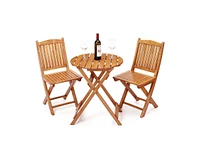 gaomon Foldable Patio Furniture Set, Outdoor Bistro Set for 2, Wooden Table and Chairs Set, Bistro Patio Set for Poolside, Beach, Backyard, Balcony