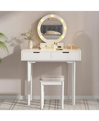 gaomon Vanity Desk with Touch Lighted Mirror, Dressing Table, 3 Color Lighting Modes Makeup Table