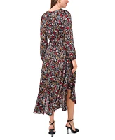 Vince Camuto Women's Floral-Print Asymmetrical-Hem Midi Dress