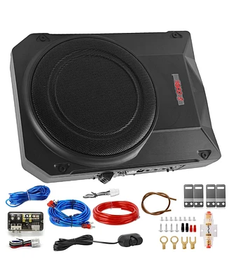 5 Core 10 inch Slim Under Seat Car Audio Subwoofer 800W Active Powered Under-Seat Built in Amplifier Truck Sub Woofer in Enclosure Box + Wiring Kit &