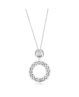 Suzy Levian New York Suzy Levian Sterling Silver Pave White Cubic Zirconia Black Enamel Circle Drop Pendant