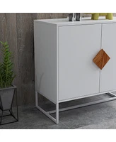 Slickblue Solid Wood Sideboard with Square Handles - Two-Door Storage Cabinet for Stylish Organization