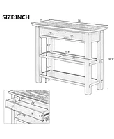 Retro Console Table with Drawer and Two Sturdy Shelves for Entryway