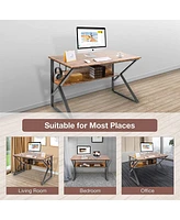 Slickblue Sturdy and Stylish Home Office Computer Desk with Built-in Bookshelf and Storage