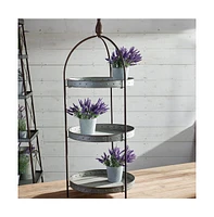 Napa Home & Garden Galvanized Round 3-Tier Display Stand