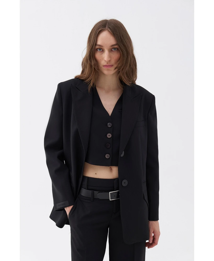 Nocturne Women's Padded Shoulder Blazer Jacket