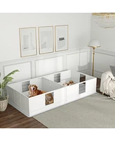 PawHut Two Rooms Design Whelping Box for Dogs w/ Pad, 96" x 47" x 19"