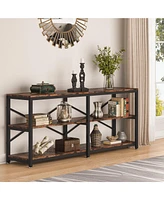 Tribesigns 3-Tier Industrial Hallway Entryway Table,70.9 Inch Extra Long Console Table, Modern Sofa Table Behind Couch Table with Storage Shelves