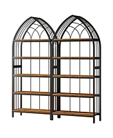 Tribesigns 74.8-Inch Tall Bookshelf Set of 2,5-Tier Bookshelf with Metal Frame,Curved Freestanding Display Shelf