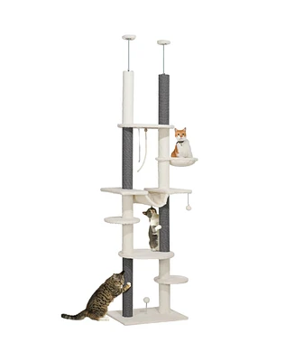 PawHut Floor to Ceiling Cat Tree, Adjustable Height (89"-100"),