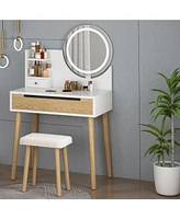 gaomon Vanity Desk with Stool, Makeup Vanity Desk with Touch Light Mirror